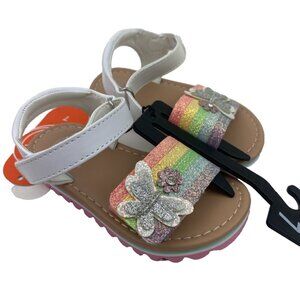 Baby Sandals Shoes Size 7 Girls Butterfly Glitter Adjustable Summer Children